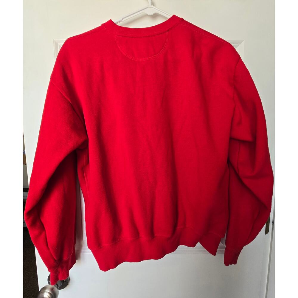 PINK Victoria Secret Red and White Varsity Pullover Sweatshirt Preppy Size Small - Picture 2 of 4